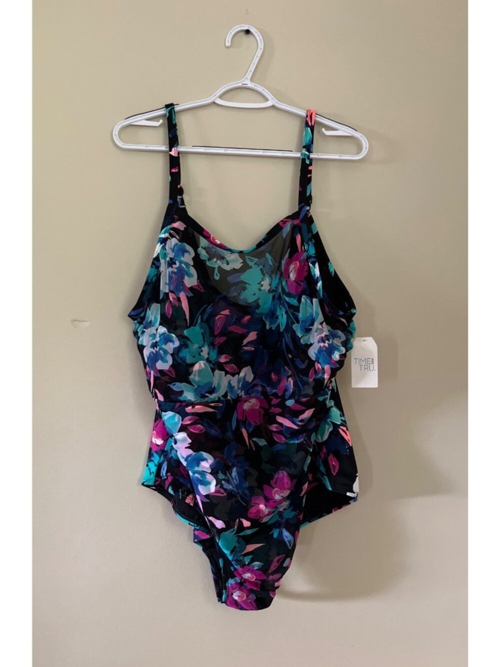 NWT Time And Tru Womens 3X (24-26) One-Piece Swimsuit Watercolor Floral Print